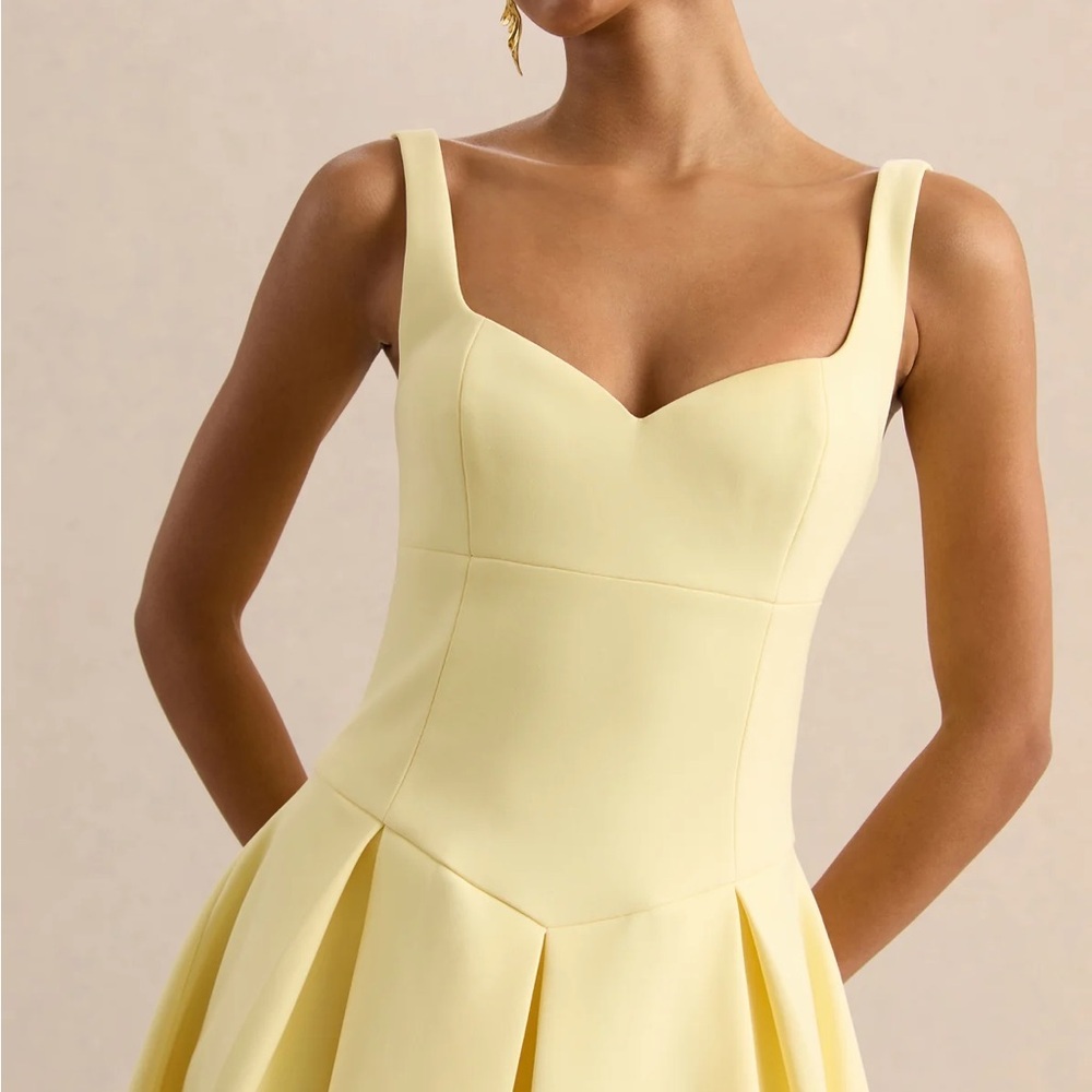 Club L London Sweetheart Midi Dress in Pale Yellow - NEW WITH TAGS - Picture 4 of 8